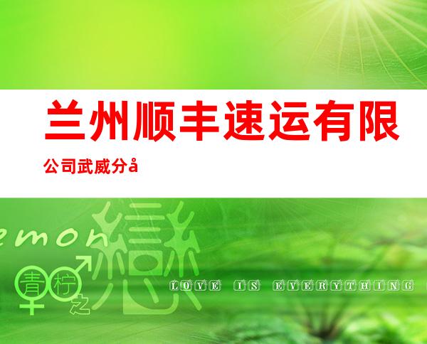 兰州顺丰速运有限公司武威分公司