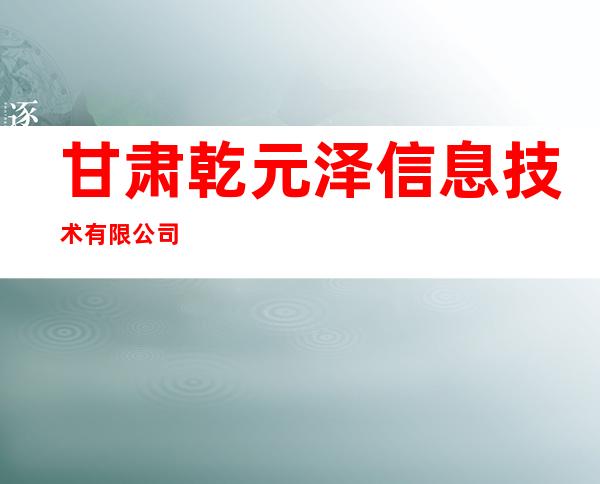 甘肃乾元泽信息技术有限公司